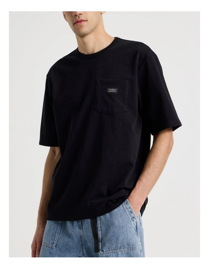 Pocket Slub Short Sleeve Tee in Black image 4