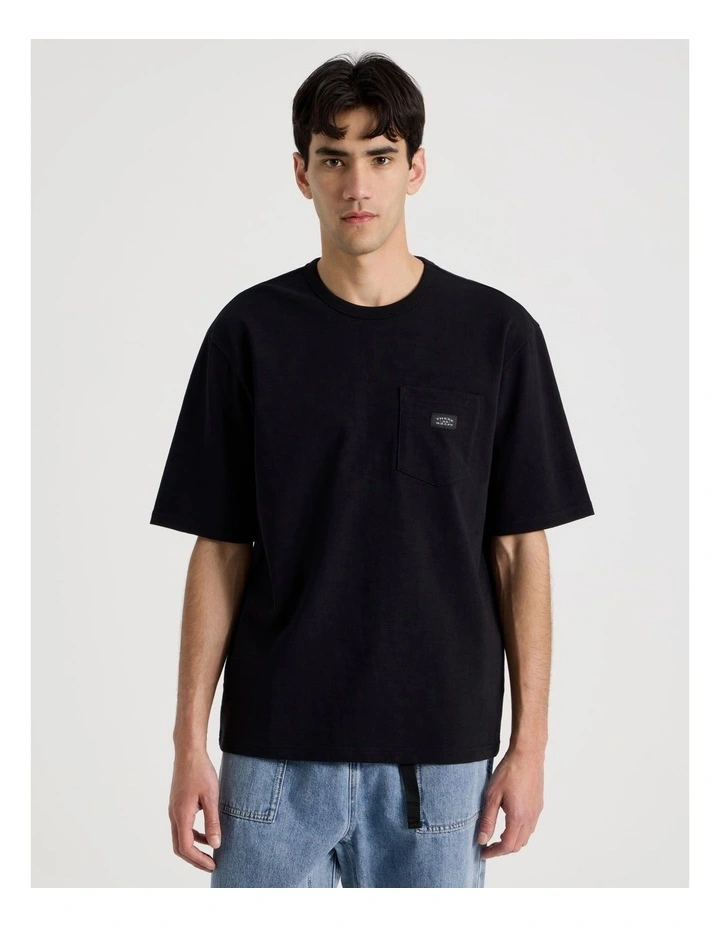 Pocket Slub Short Sleeve Tee in Black image 5
