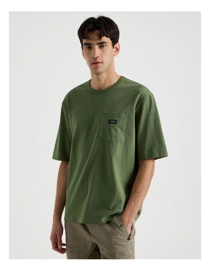 Pocket Slub Short Sleeve Tee in Olive image 1