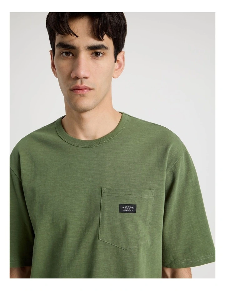 Pocket Slub Short Sleeve Tee in Olive image 3