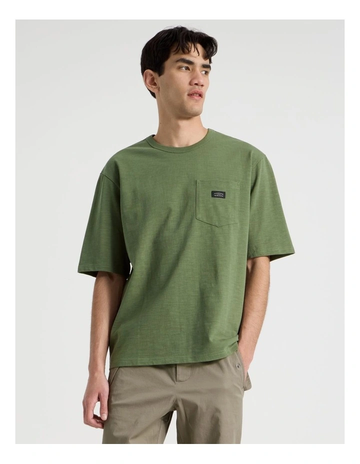 Pocket Slub Short Sleeve Tee in Olive image 4