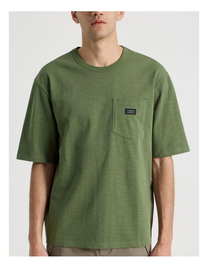 Pocket Slub Short Sleeve Tee in Olive image 6