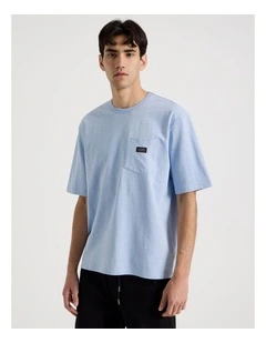 Pocket Slub Short Sleeve Tee in Light Blue