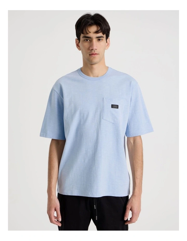 Pocket Slub Short Sleeve Tee in Light Blue image 5