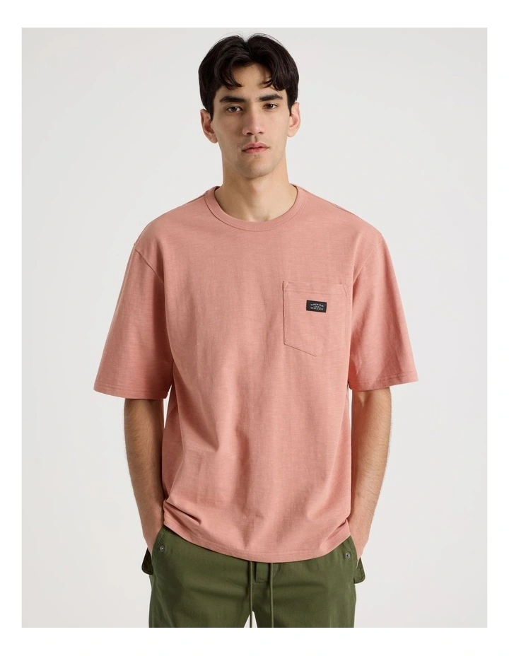 Pocket Slub Short Sleeve Tee in Pink image 1
