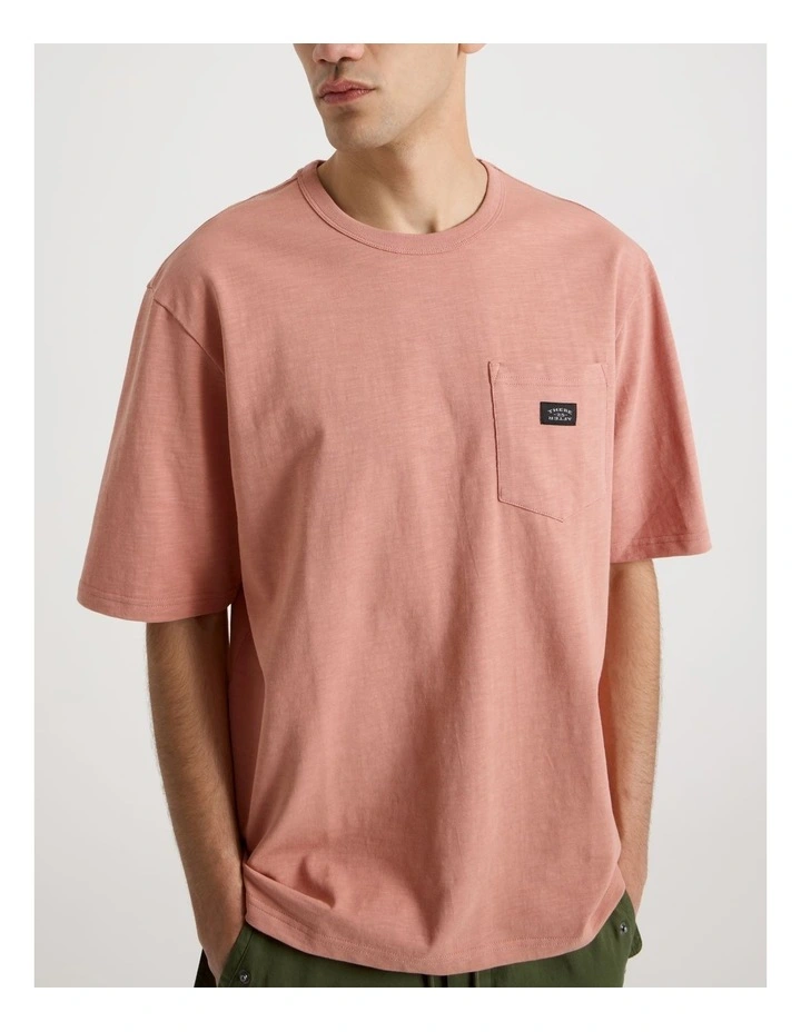 Pocket Slub Short Sleeve Tee in Pink image 4