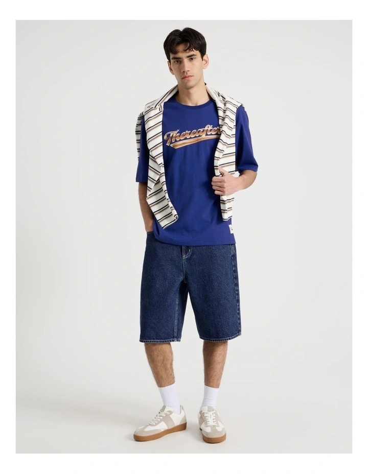 Varsity Logo Short Sleeve Tee in Blue image 2