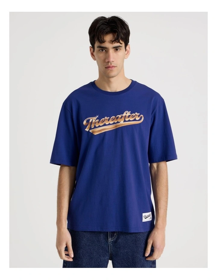 Varsity Logo Short Sleeve Tee in Blue image 4