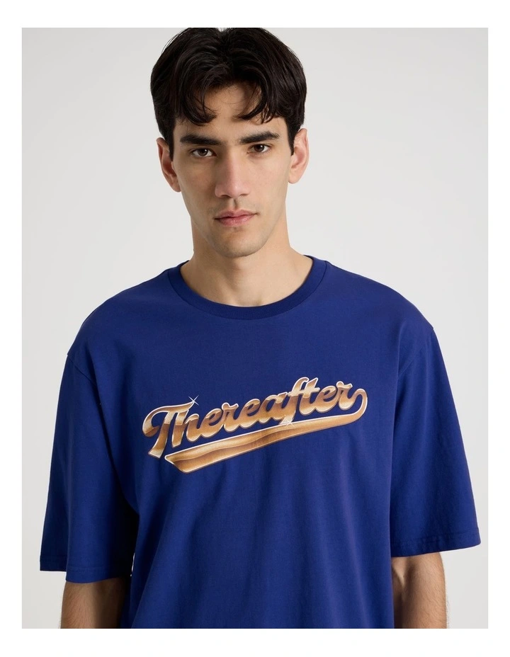 Varsity Logo Short Sleeve Tee in Blue image 5