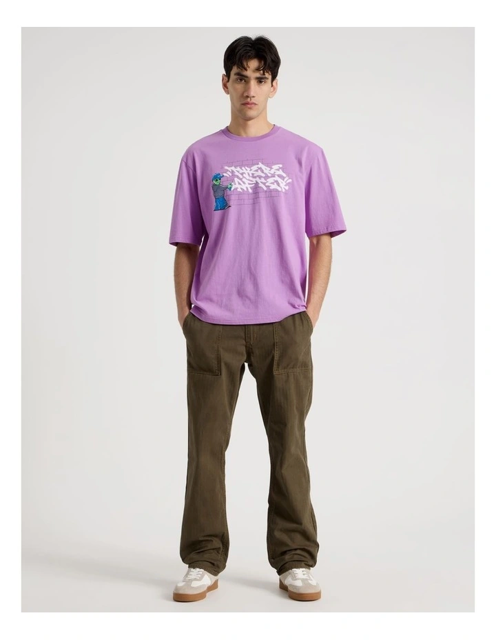 Graffiti Print Short Sleeve Tee in Purple image 3