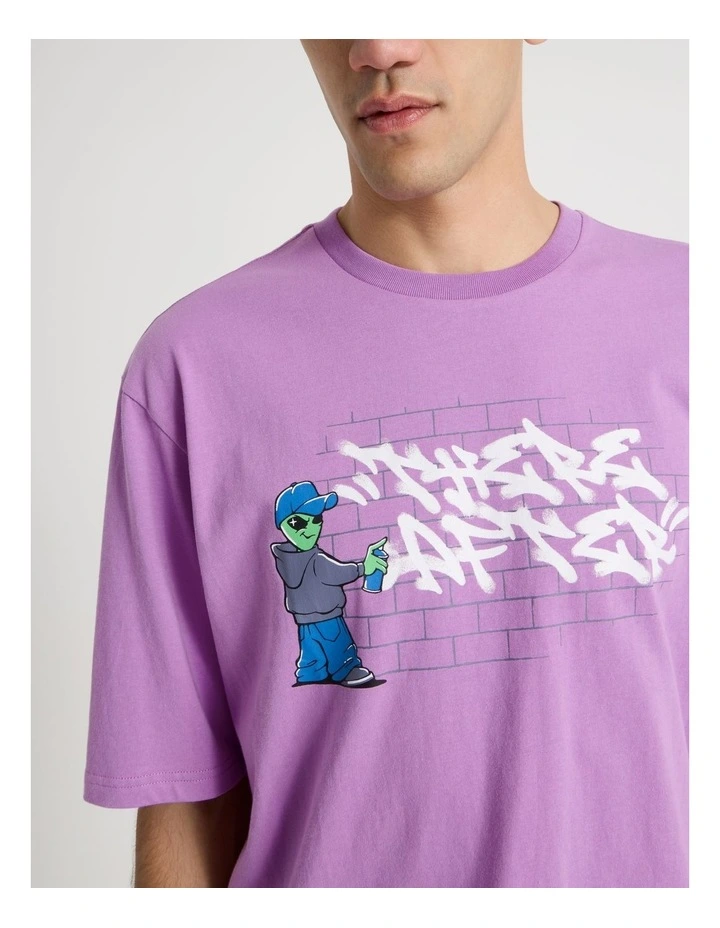 Graffiti Print Short Sleeve Tee in Purple image 6