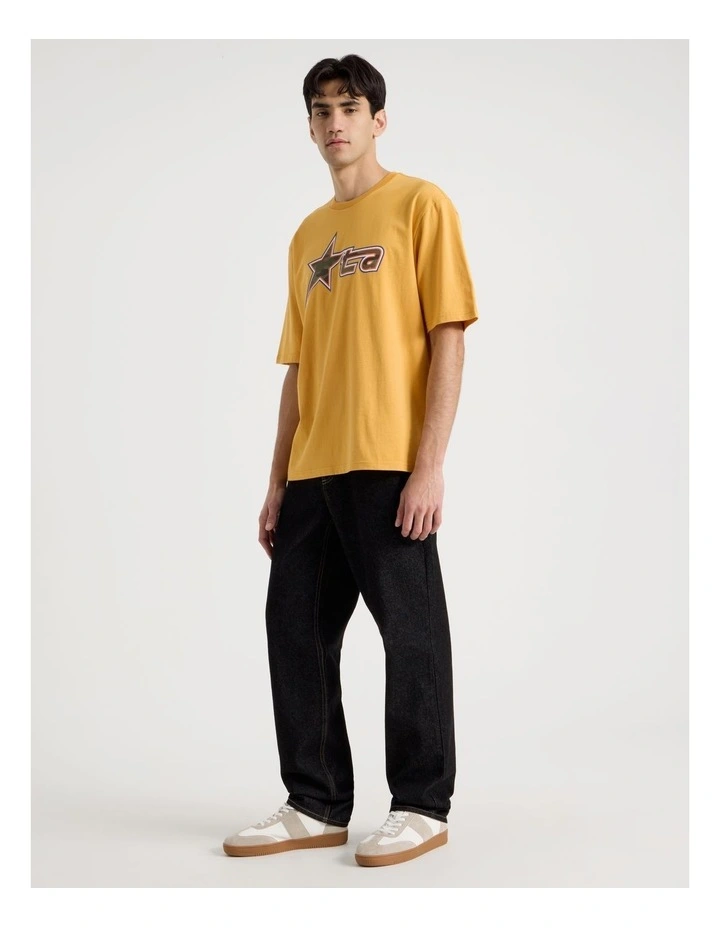 Retro Sport Print Short Sleeve Tee in Yellow image 2