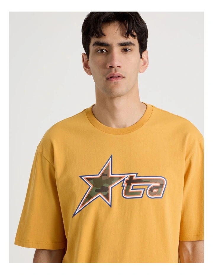 Retro Sport Print Short Sleeve Tee in Yellow image 3