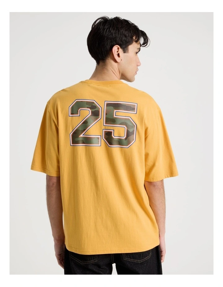 Retro Sport Print Short Sleeve Tee in Yellow image 4