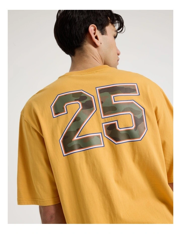 Retro Sport Print Short Sleeve Tee in Yellow image 5