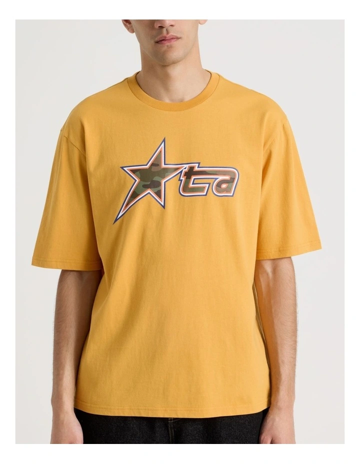 Retro Sport Print Short Sleeve Tee in Yellow image 6