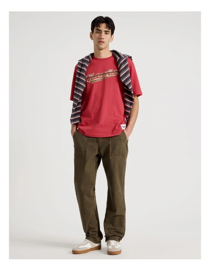 Varsity Logo Short Sleeve Tee in Red image 2