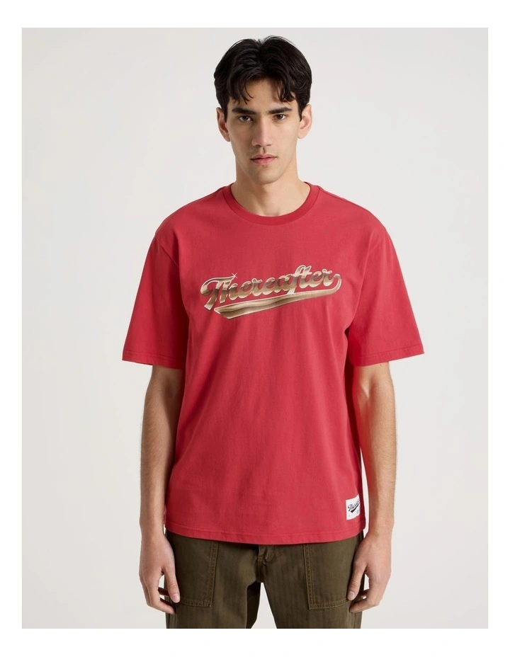 Varsity Logo Short Sleeve Tee in Red image 4