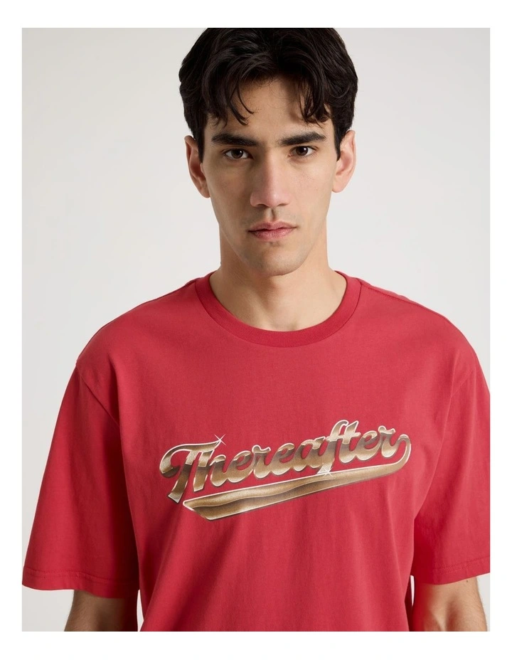 Varsity Logo Short Sleeve Tee in Red image 5