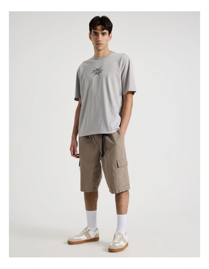 Snow Wash Tribal Print Short Sleeve Tee in Grey image 3
