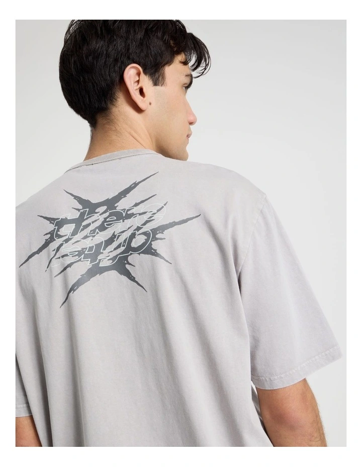 Snow Wash Tribal Print Short Sleeve Tee in Grey image 4