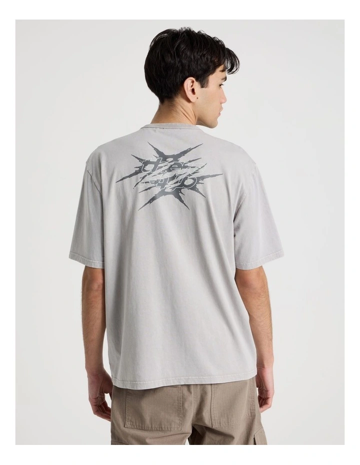 Snow Wash Tribal Print Short Sleeve Tee in Grey image 6