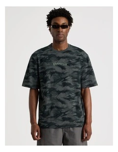 Oversized Short Sleeve Tee in Green Camo Print