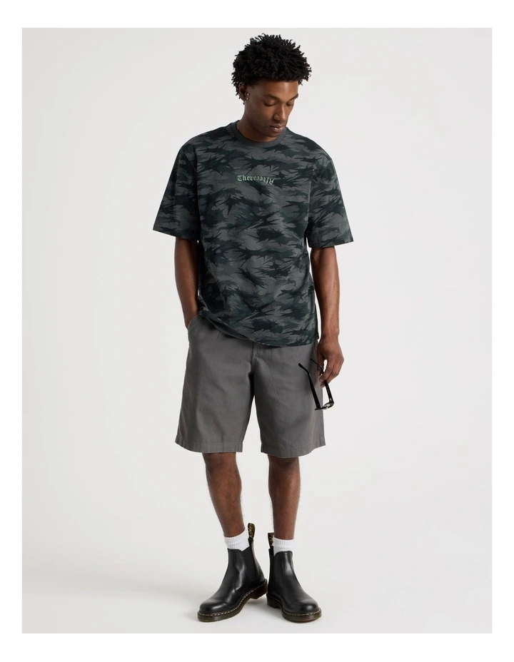 Oversized Short Sleeve Tee in Green Camo Print image 2