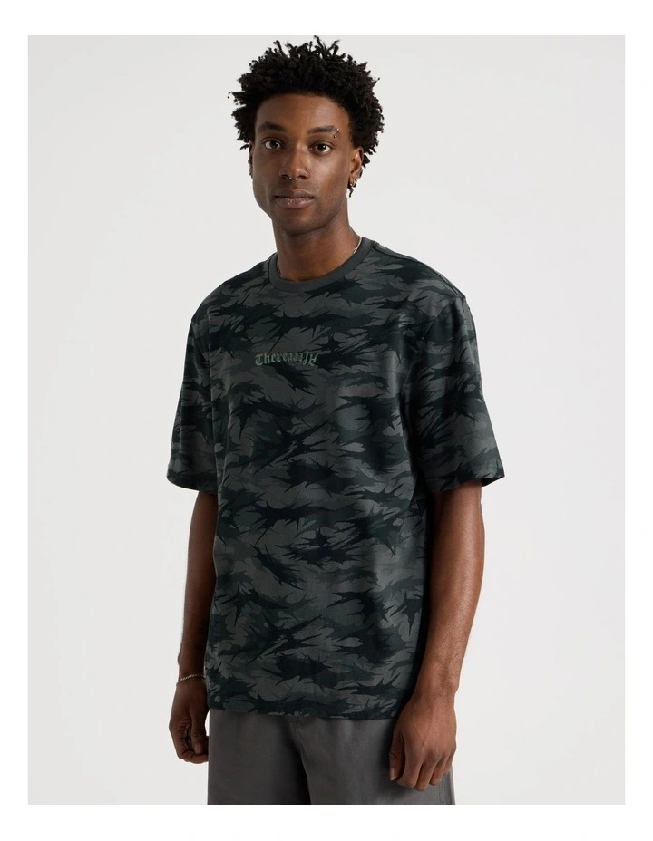 Oversized Short Sleeve Tee in Green Camo Print image 4