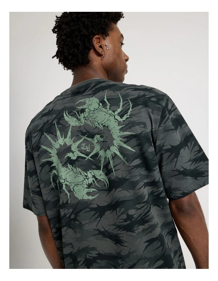 Oversized Short Sleeve Tee in Green Camo Print image 6