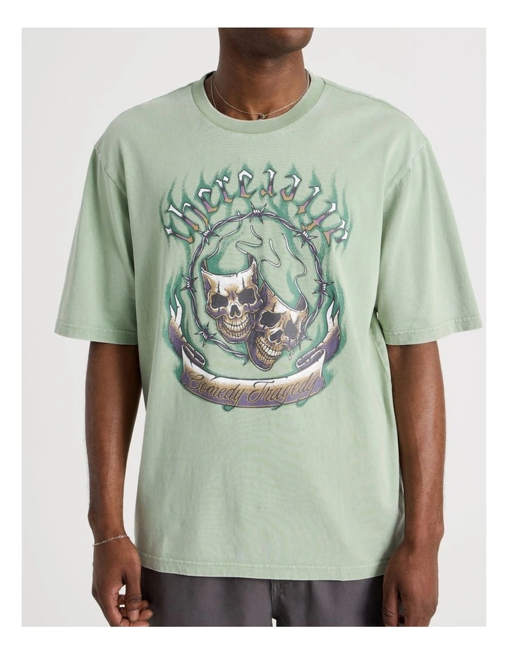Oversized Snow Wash Skulls Short Sleeve Tee in Sage image 4