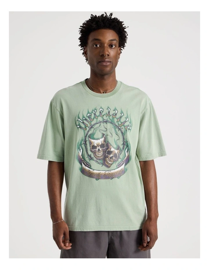 Oversized Snow Wash Skulls Short Sleeve Tee in Sage image 5