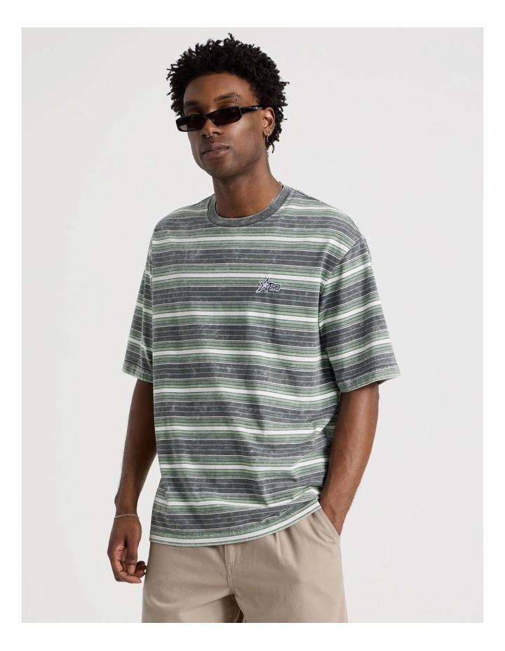 Skater Stripe Short Sleeve Tee in Green image 1