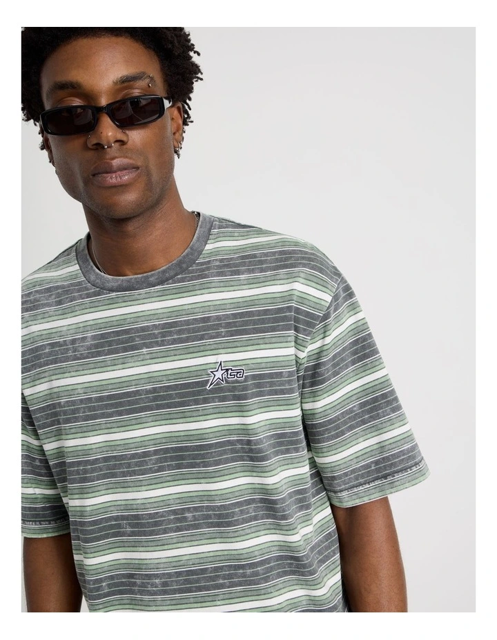 Skater Stripe Short Sleeve Tee in Green image 2