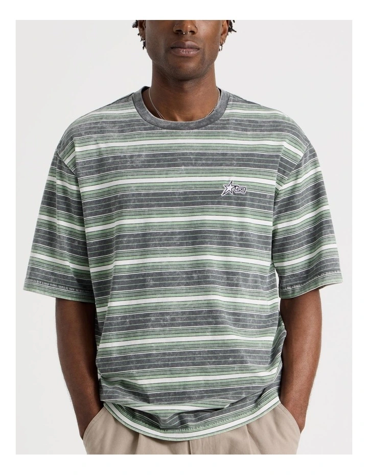 Skater Stripe Short Sleeve Tee in Green image 4