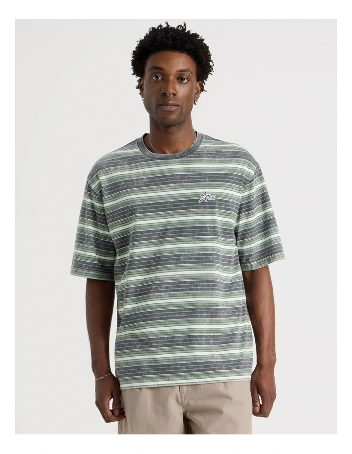 Skater Stripe Short Sleeve Tee in Green image 5