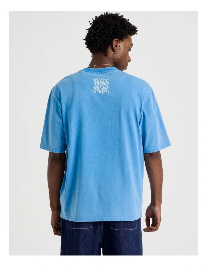 Alien Skate Print Short Sleeve Tee in Blue image 6