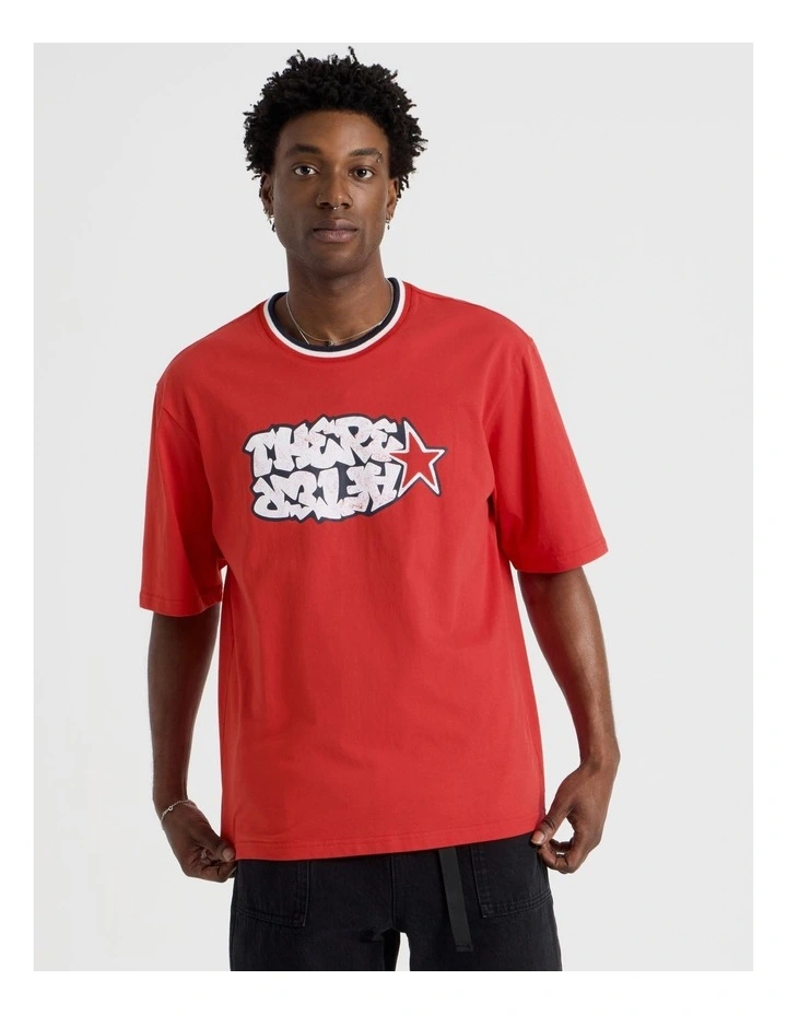 Short Sleeve Tee in Red with Graffiti Logo Print image 1