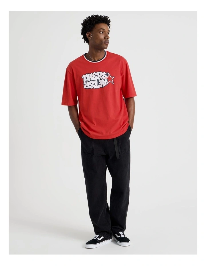 Short Sleeve Tee in Red with Graffiti Logo Print image 2