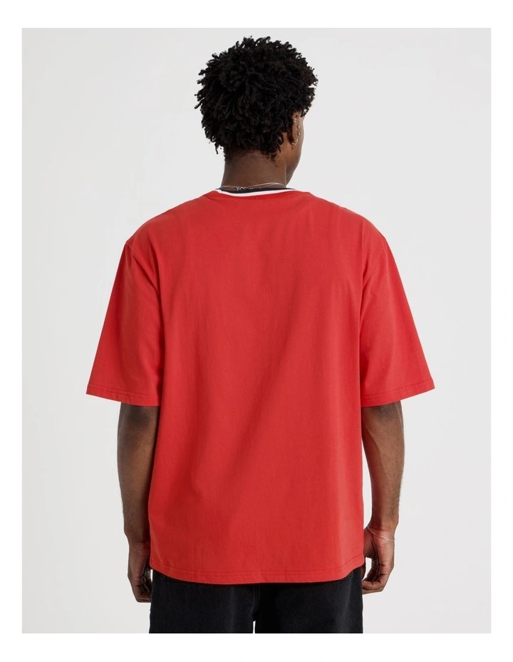 Short Sleeve Tee in Red with Graffiti Logo Print image 6