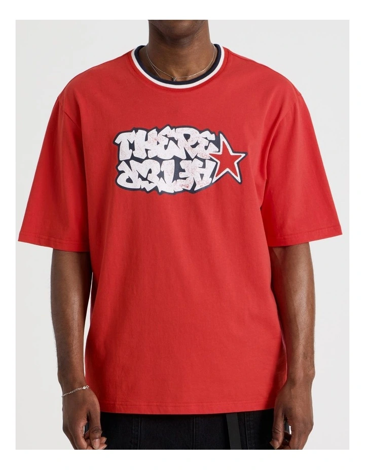 Short Sleeve Tee in Red with Graffiti Logo Print image 7