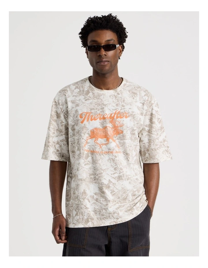 Short Sleeve Tee in Loose Moose Print image 1