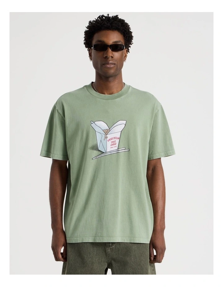 Short Sleeve Tee in Green Noodle Box Print image 1
