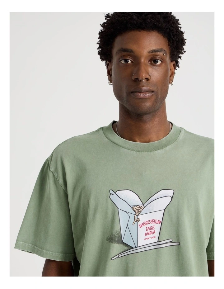Short Sleeve Tee in Green Noodle Box Print image 3