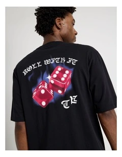 Short Sleeve Tee in Black Dice Print
