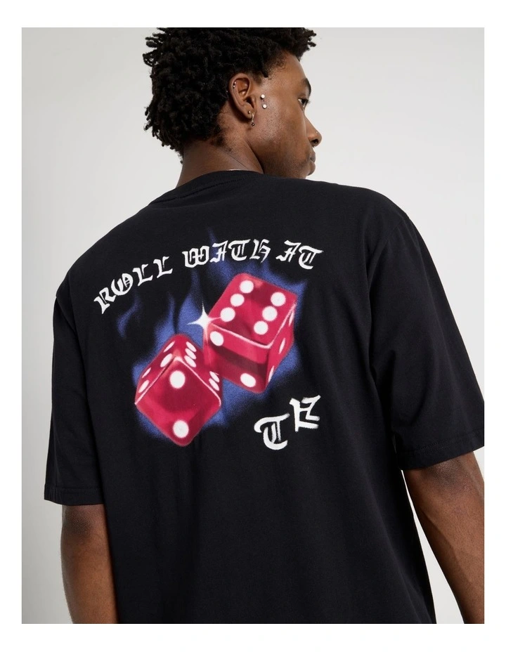 Short Sleeve Tee in Black Dice Print image 1