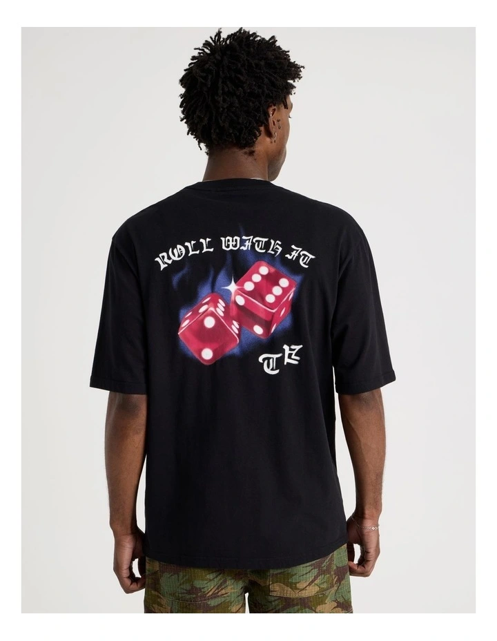 Short Sleeve Tee in Black Dice Print image 6