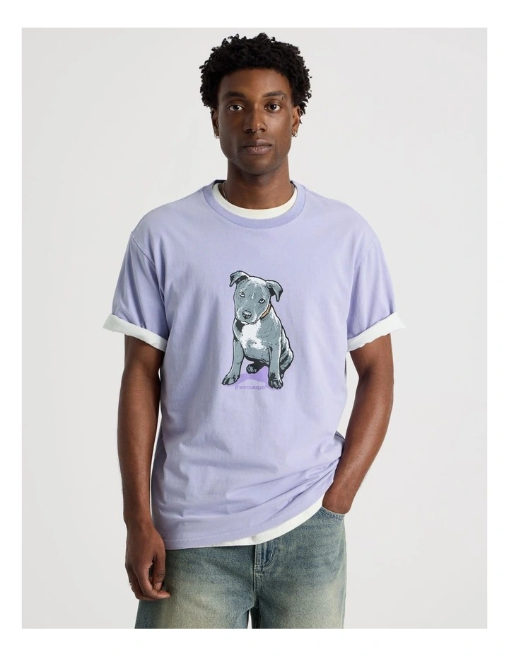 Short Sleeve Tee in Purple Staffy Print image 1