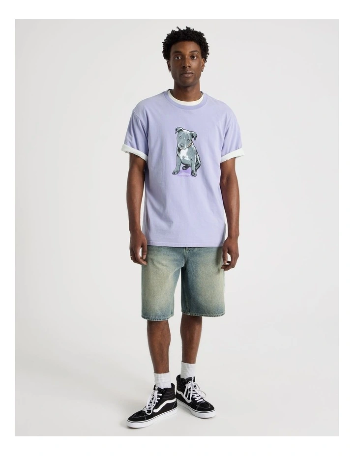 Short Sleeve Tee in Purple Staffy Print image 2