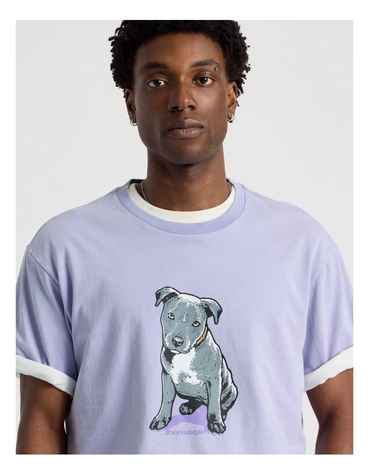 Short Sleeve Tee in Purple Staffy Print image 3